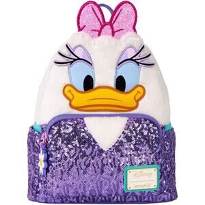 Loungefly Disney Daisy Duck Glitter Sequin Figural Mini Backpack